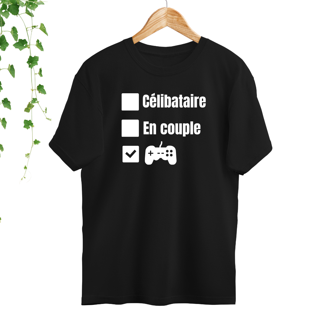T-Shirt En couple, Célibataire, Ma manette