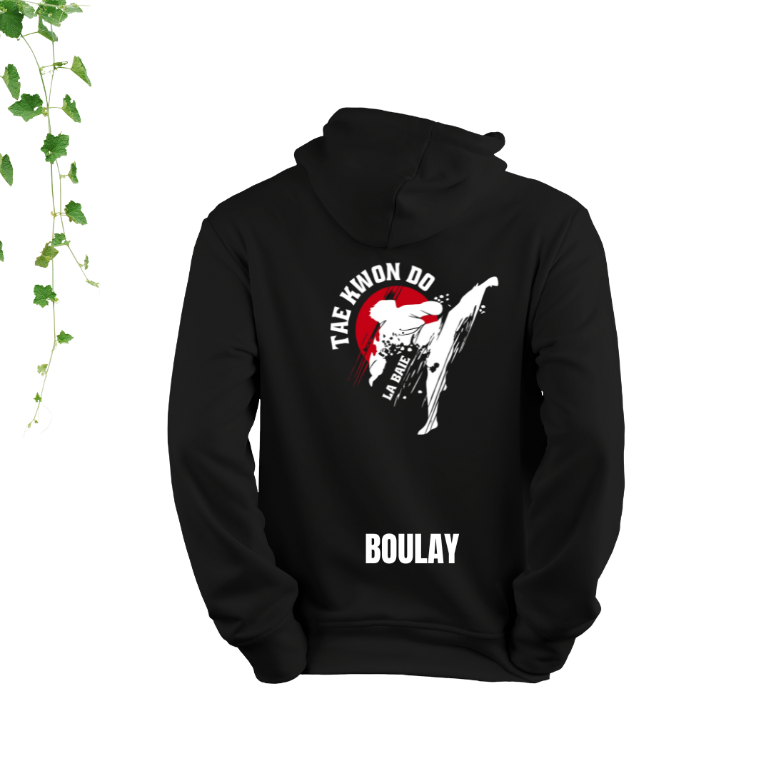 Coton ouaté Noir avec capuchobn - Académie Taekwondo La Baie