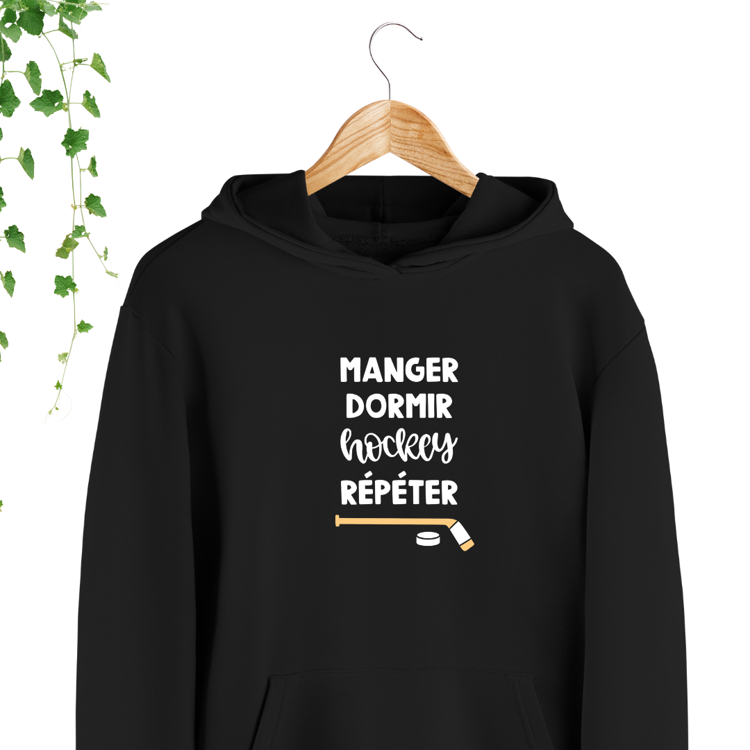 Hoodie - Manger, Dormir, Hockey, Répéter