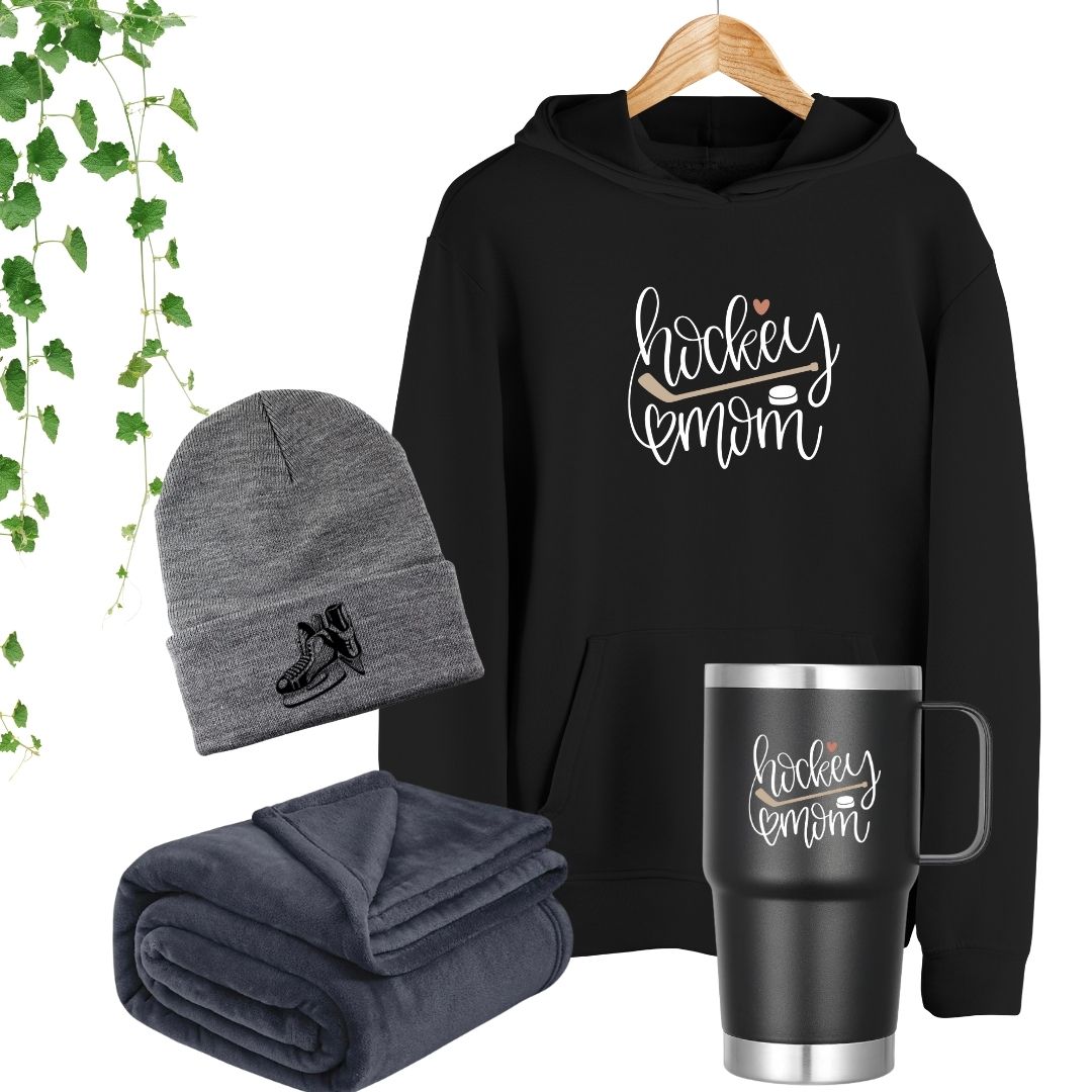 ensemble hockey mom hoodie tuque doudou tasse
