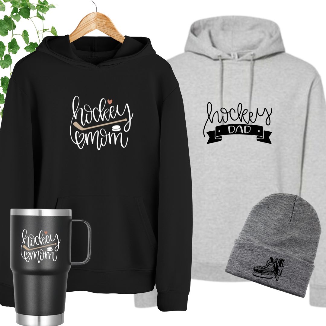 bundle hoodie hockey mom hockey dad tuque tasse