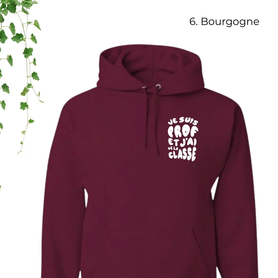 hoodie bourgogne pour enseignants je suis prof et jai de la classe