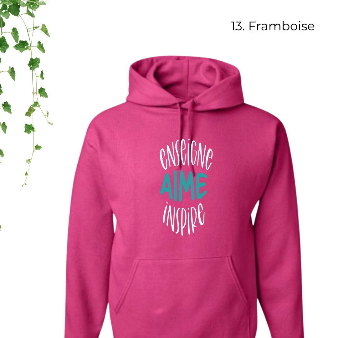 hoodie rose pour enseignants enseigne aime inspire