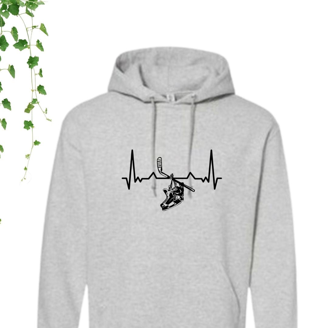 hoodie gris ligne du cœur hockey