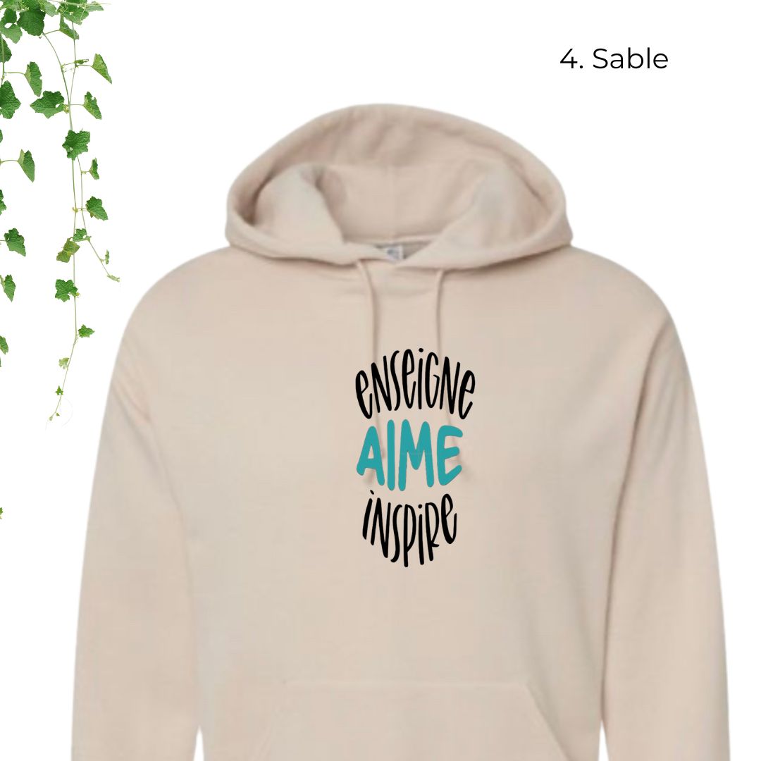 hoodie beige pour enseignants enseigne aime inspire