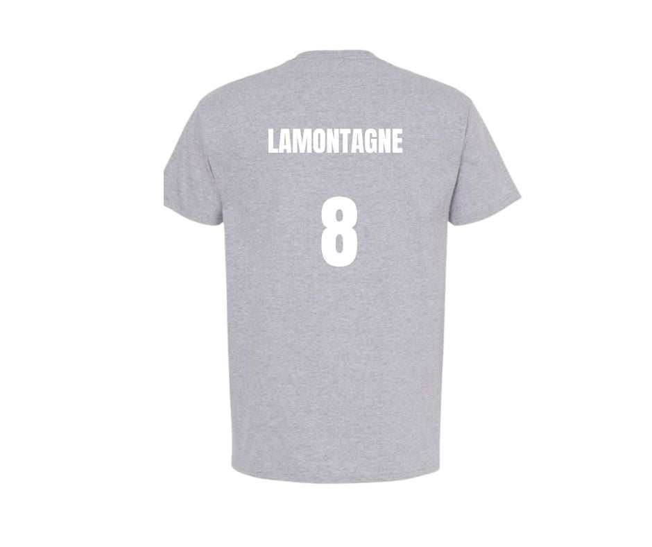 T-Shirt personnalise dos As montis soccer dad gris