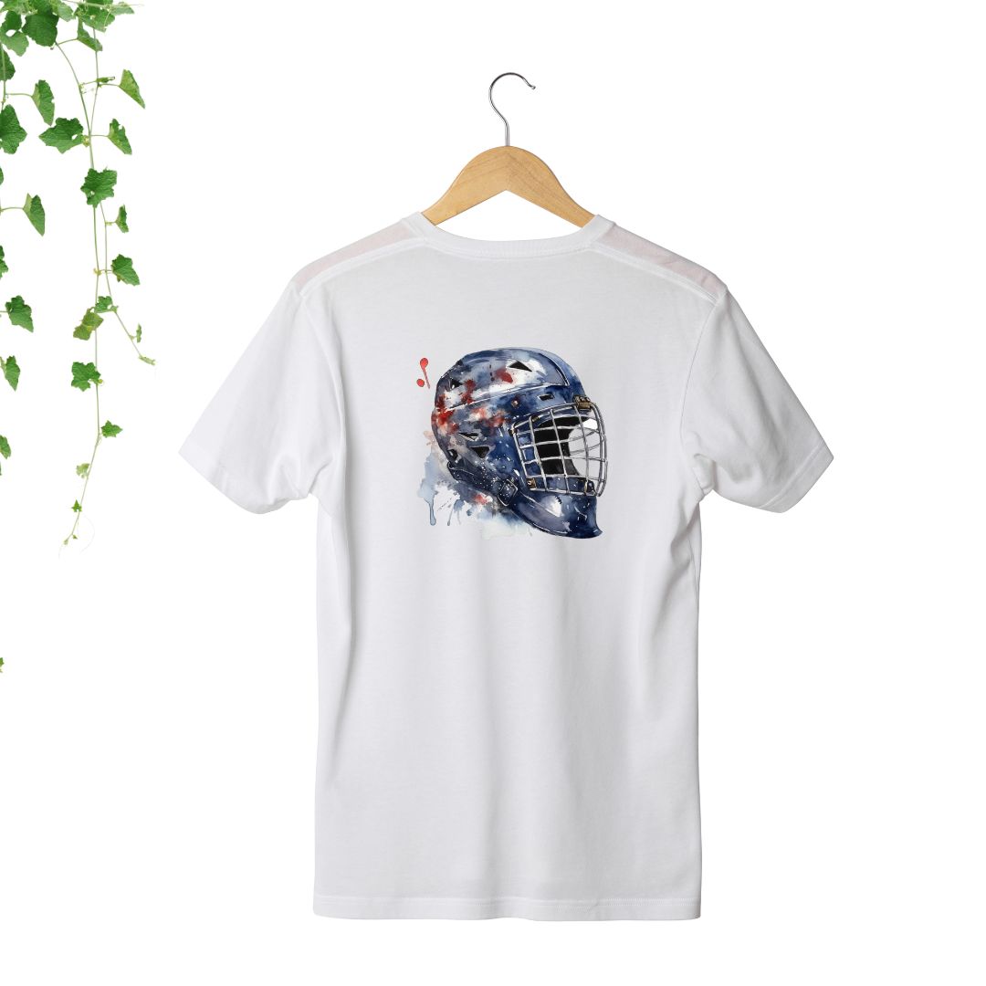tshirt hockey casque gardien de but blanc