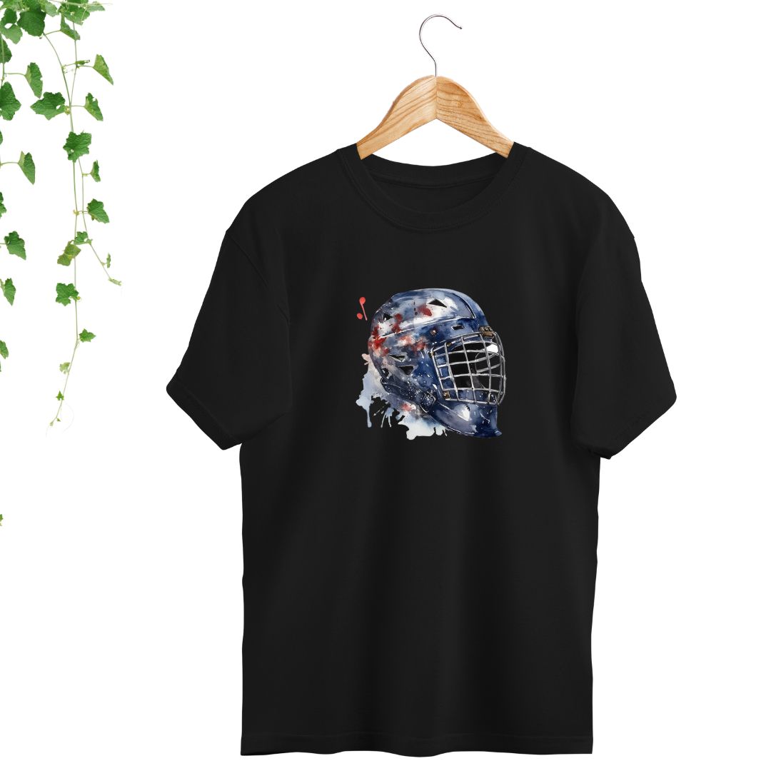 tshirt hockey casque gardien de but noir