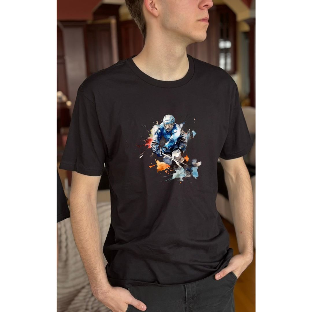 tshirt joueur hockey noir adolescent