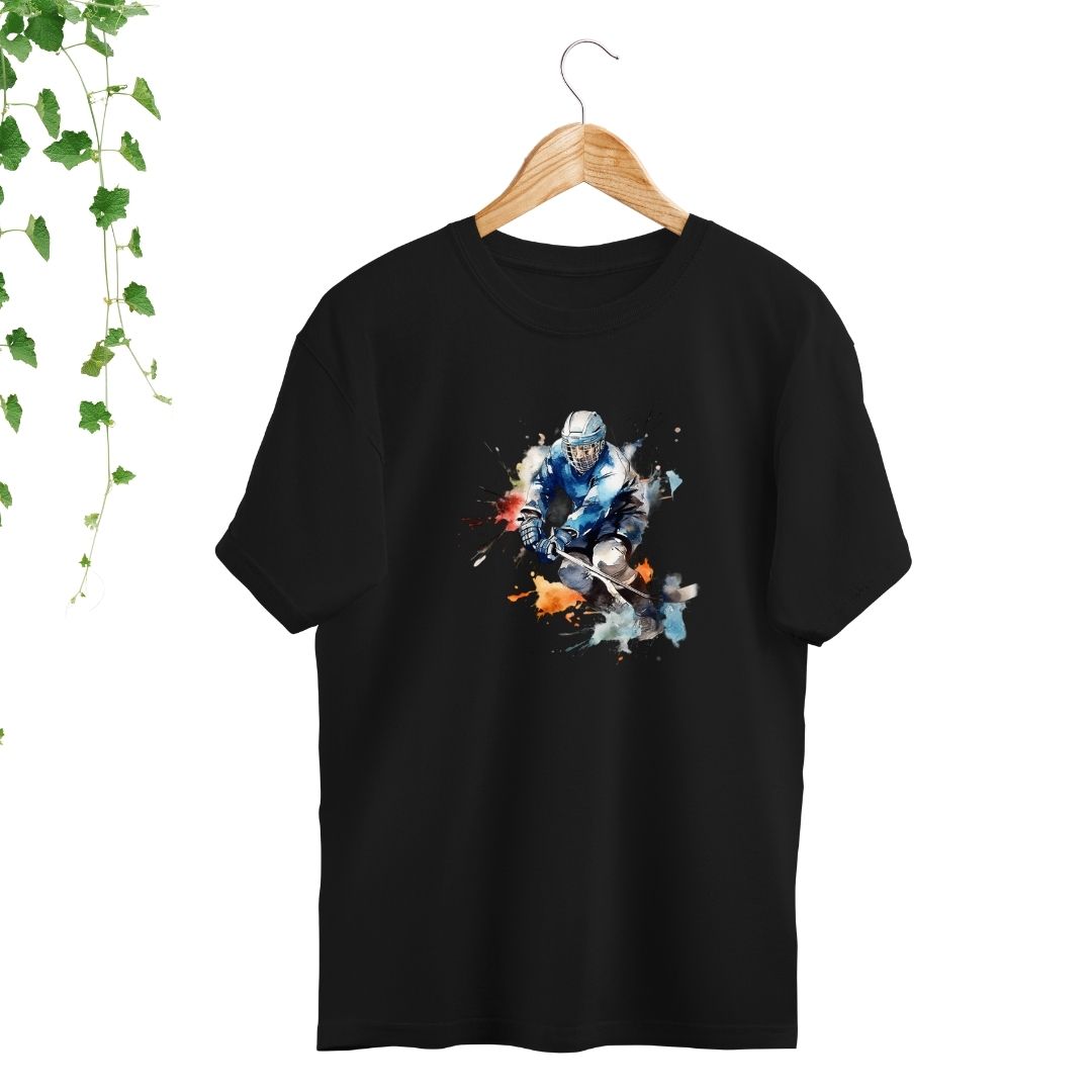 t-shirt joueur hockey noir