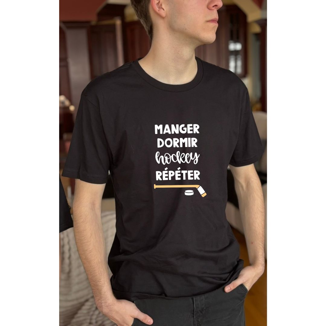 tshirt hockey manger dormir repeter