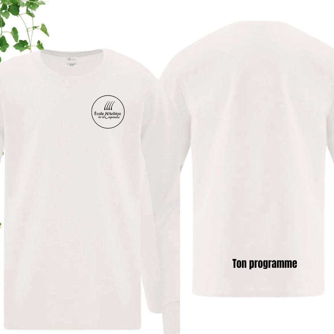 tshirt manches longues blanc ecole hoteliere de la capitale