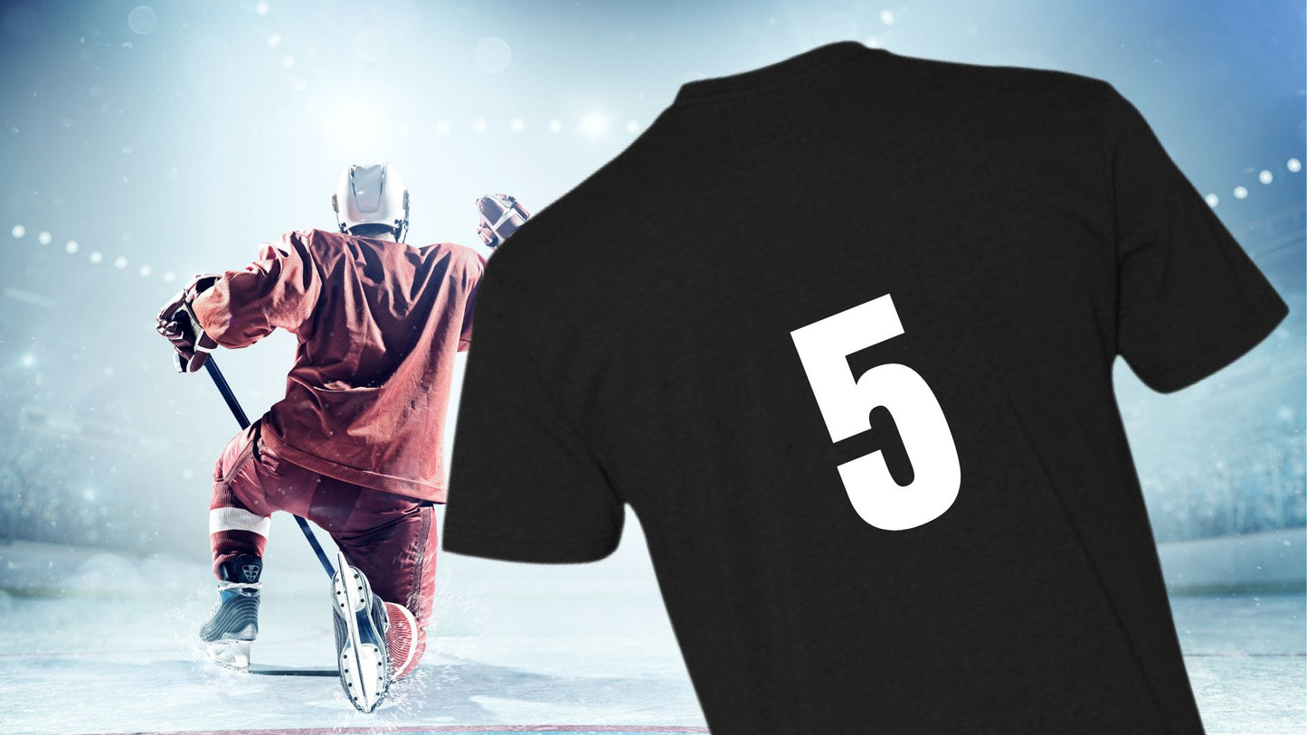 T-Shirt Rouge Hockey - Joueur - Faites ajouter un nom et un numéro au dos du chandail
