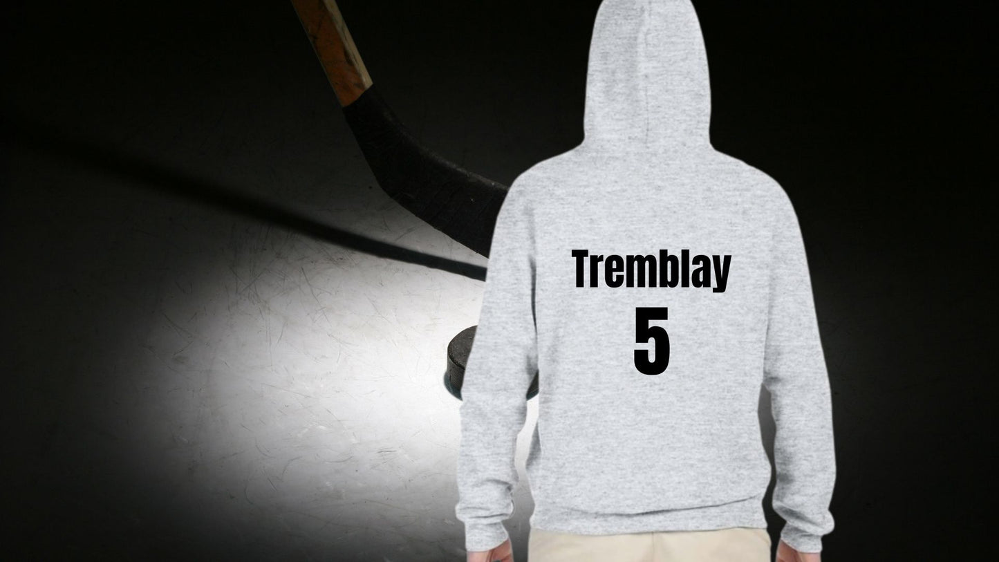 Hoodie Hockey - Faites ajouter un nom et un numéro au dos du chandail