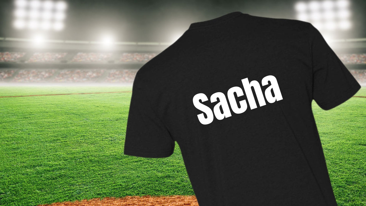 T-Shirt Noir Football- Faites ajouter un nom et un numéro au dos du chandail