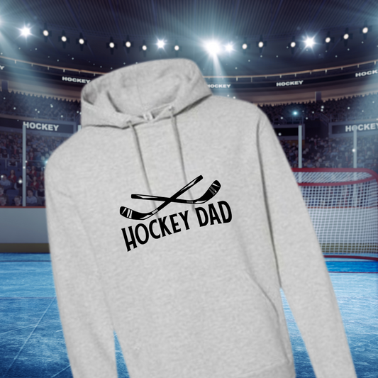 Hoodie Gris Hockey Dad - Faites ajouter un nom et un numéro au dos du chandail le