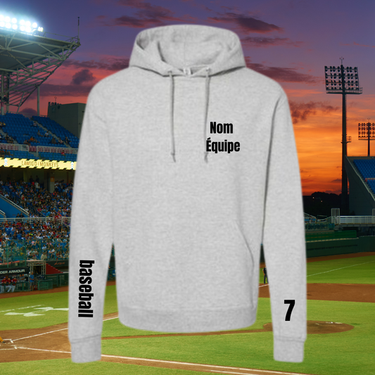 Baseball Hoodie Équipe Sportive - Faites ajouter votre nom d'équipe, numéro, nom, etc