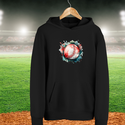 Hoodie Noir Balle Baseball - Faites ajouter un nom et un numéro au dos du chandail