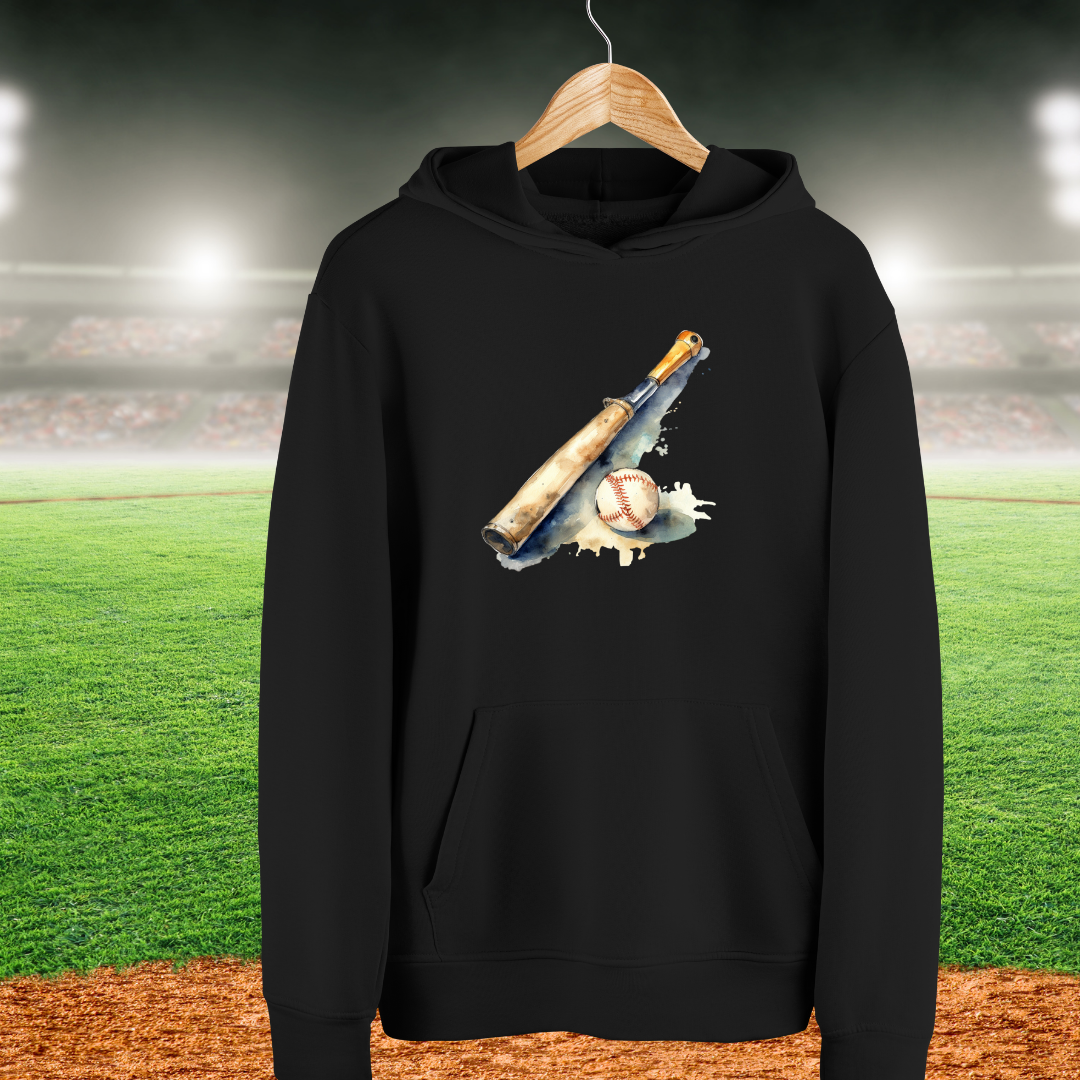 Hoodie Noir Bâton Baseball - Faites ajouter un nom et un numéro au dos du chandail