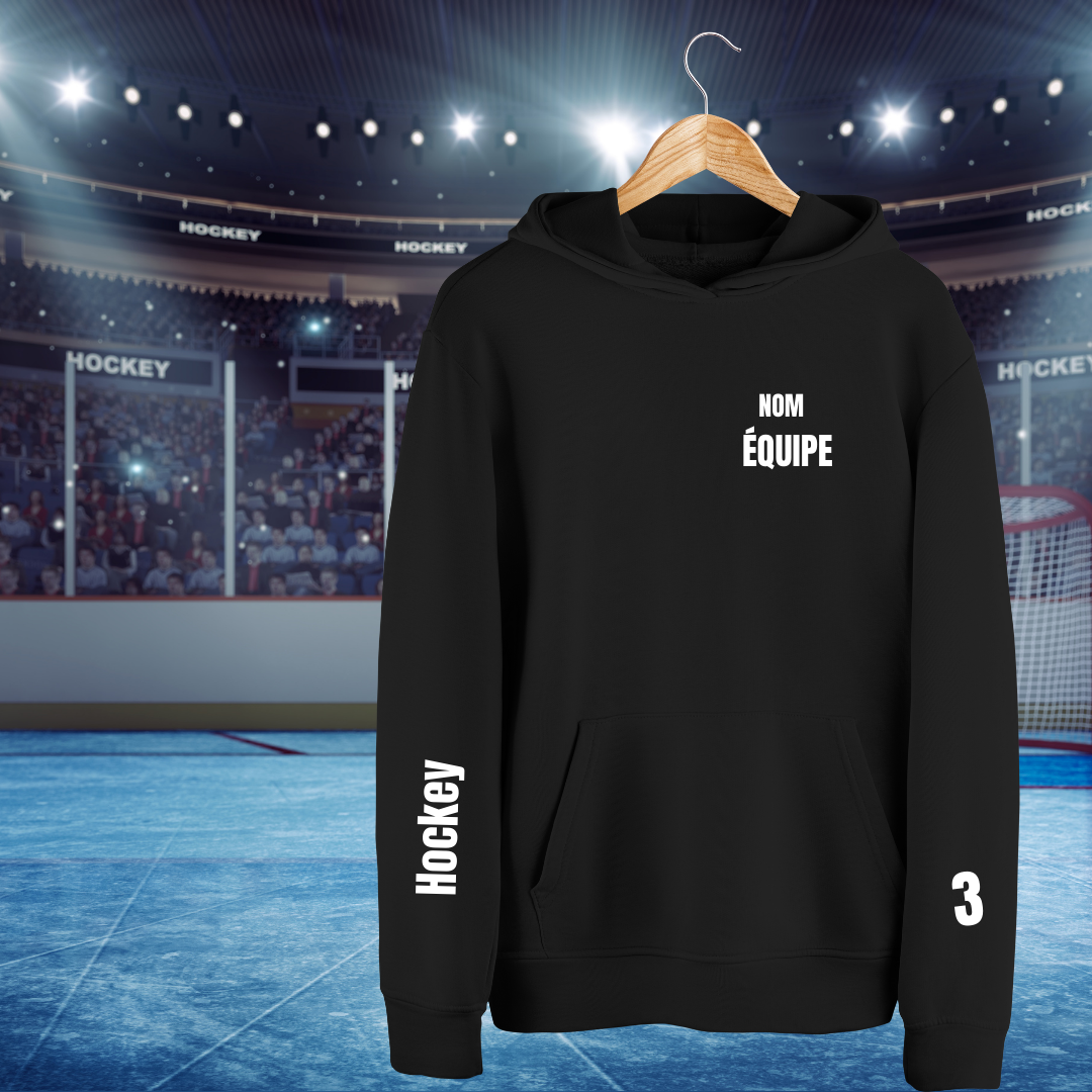 Hockey Hoodie Équipe Sportive - Faites ajouter votre nom d'équipe, numéro, nom, etc