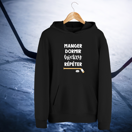 Hoodie - Manger, Dormir, Hockey, Recommencer