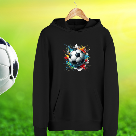 Hoodie Noir Soccer ballon - Faites ajouter un nom et un numéro au dos du chandail