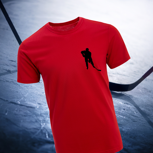 T-Shirt Rouge Hockey - Joueur - Faites ajouter un nom et un numéro au dos du chandail