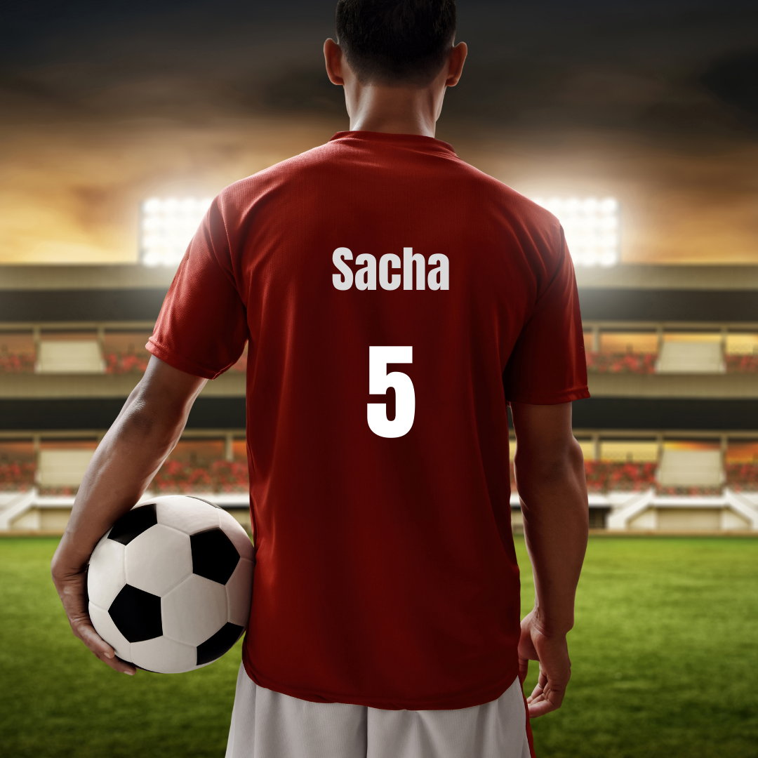 T-Shirt Joueur Soccer - Faites ajouter un nom et un numéro au dos du chandail