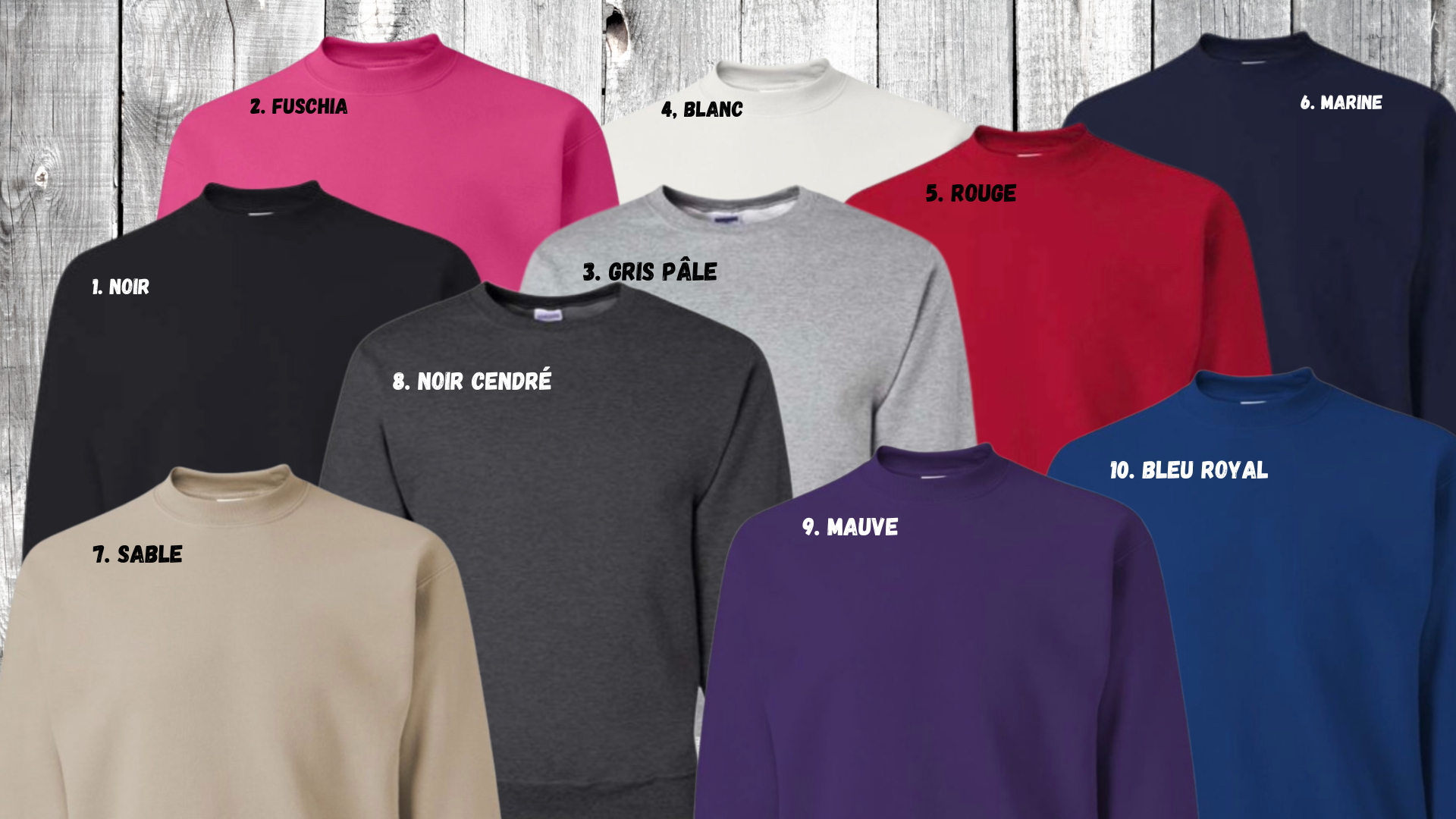 choix couleurs crewneck bon pasteur