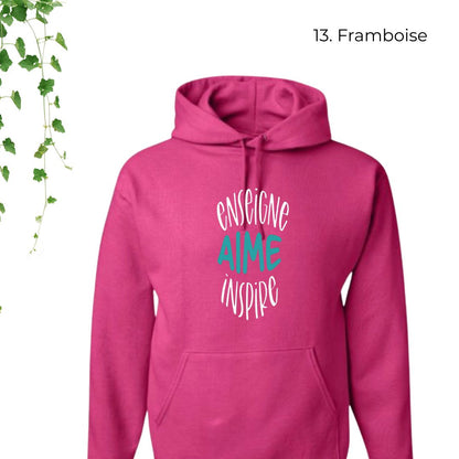 hoodie rose pour enseignants enseigne aime inspire