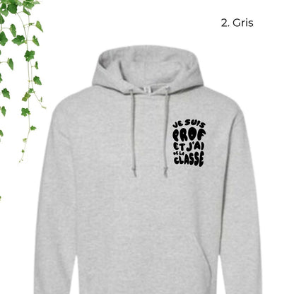hoodie gris pour enseignants je suis prof et jai de la classe