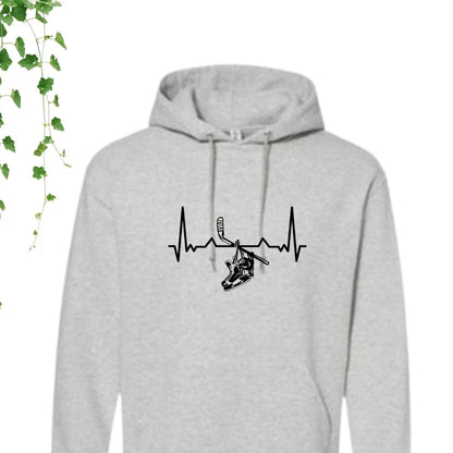 hoodie gris ligne du cœur hockey