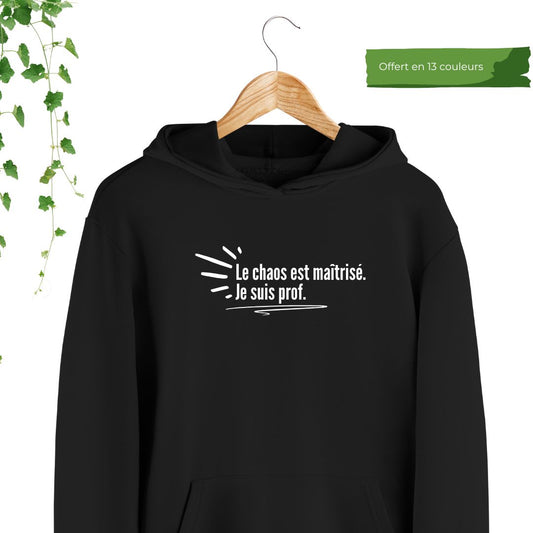 coton ouaté noir pour enseignant le chaos est maîtrisé je suis prof 