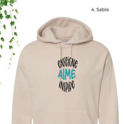 hoodie beige pour enseignants enseigne aime inspire