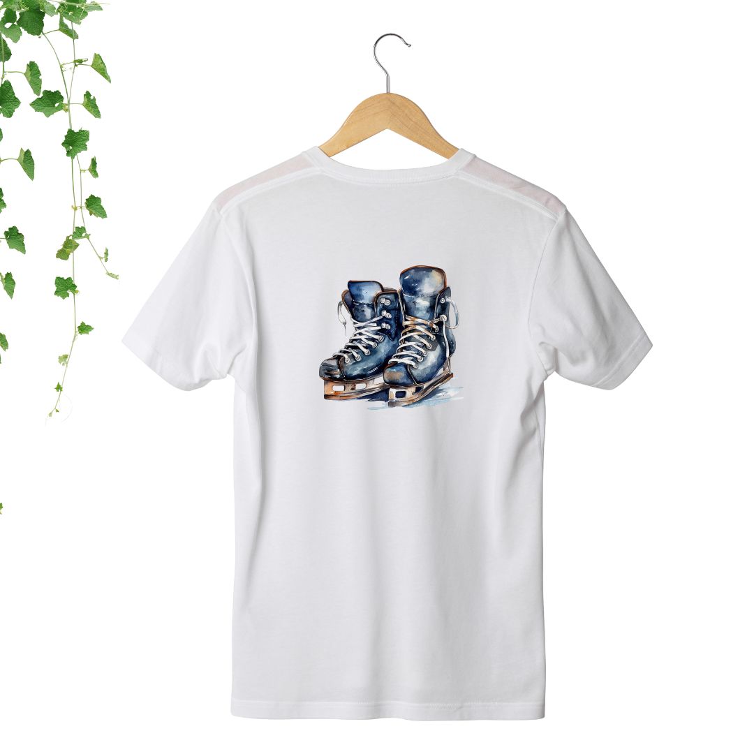tshirt blanc patins de hockey