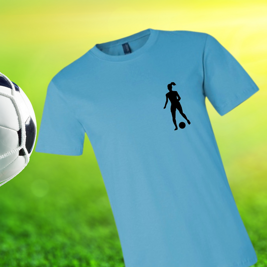 T-Shirt Turquoise Joueuse Soccer - Faites ajouter un nom et un numéro au dos du chandail